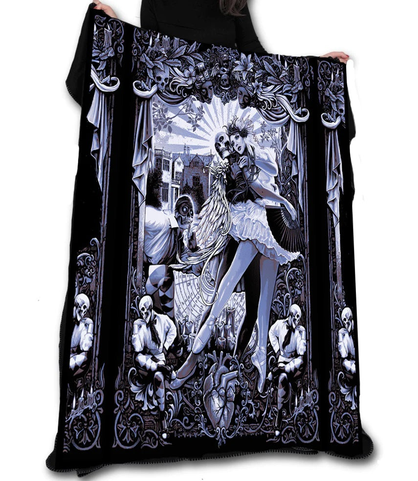 Black Heart Ballet by Chris Lovell,  Fleece Blanket