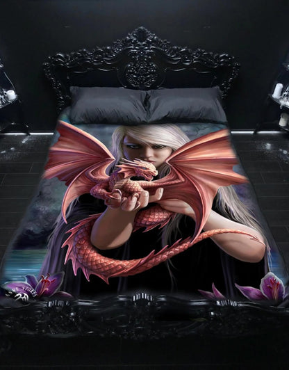 Dragon Kin by Anne Stokes, Fleece Bedspread Blanket