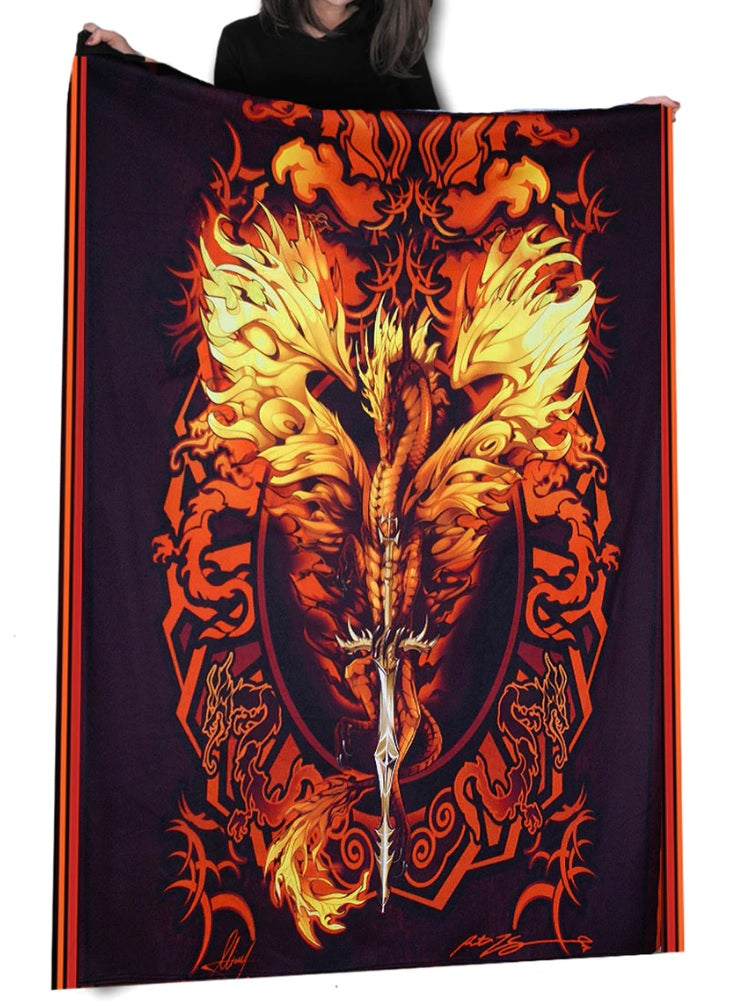 Dragon Flame Blade by Ruth Thompson, Fleece Blanket