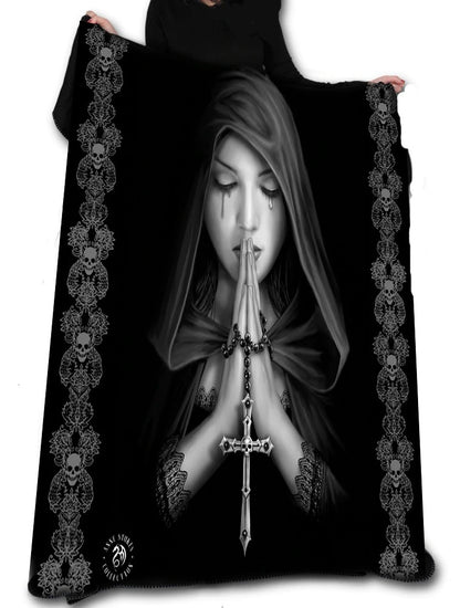 Gothic Prayer by Anne Stokes, Fleece Blanket