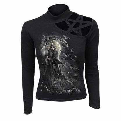 QUEEN OF DEATH - Pentagram Shoulder Longsleeve Top