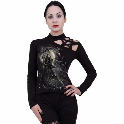 QUEEN OF DEATH - Pentagram Shoulder Longsleeve Top