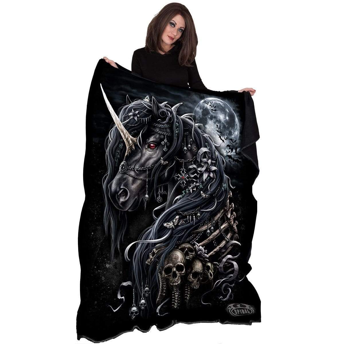 Dark Unicorn by Sarah Richter - Fleece Blanket with Double Sided Print
