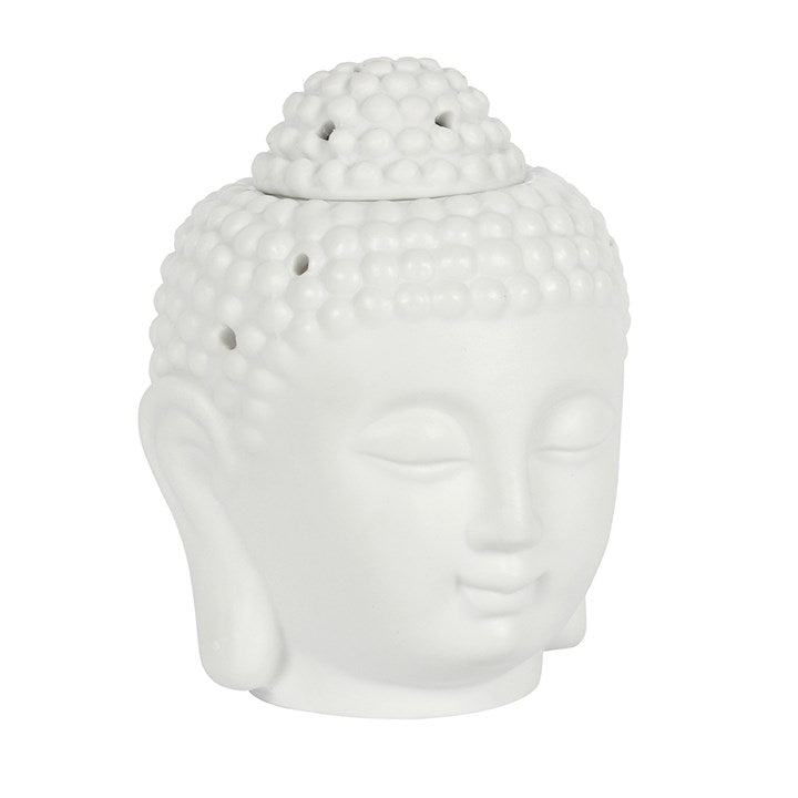 Witte oliebrander met Boeddha hoofd.