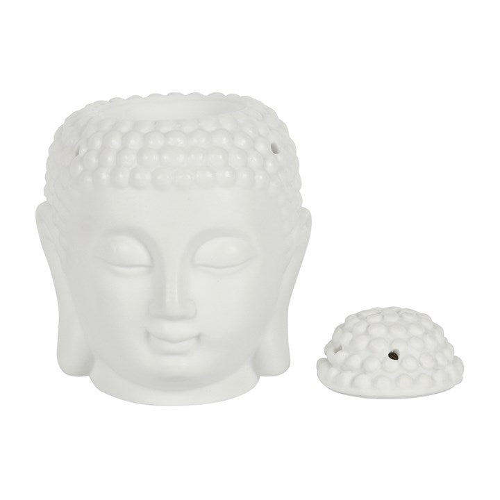 Hvid Buddha hoved oliebrænder.