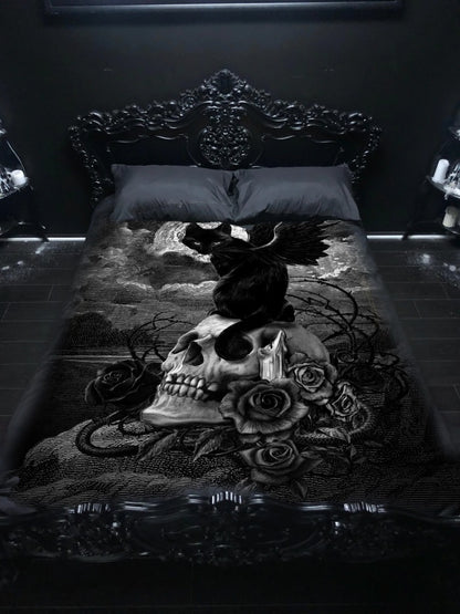 Nine Lives of POE by Alchemy, Fleece Bedspread Blanket