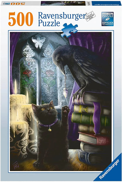 Black Cat and Raven by Linda B Jones (SheBlackDragon), 500 Piece Puzzle
