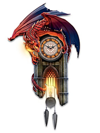 "Reign Of Fire" Dragon Illuminated Wall Clock With Sound