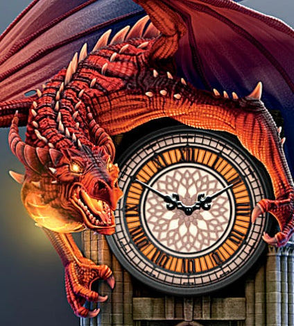 "Reign Of Fire" Dragon Illuminated Wall Clock With Sound