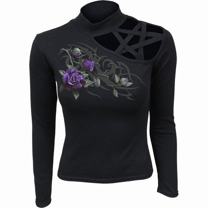 TRIBAL ROSE - Pentagram Shoulder Long sleeve Top