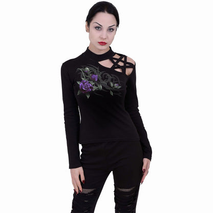 TRIBAL ROSE - Pentagram Shoulder Long sleeve Top