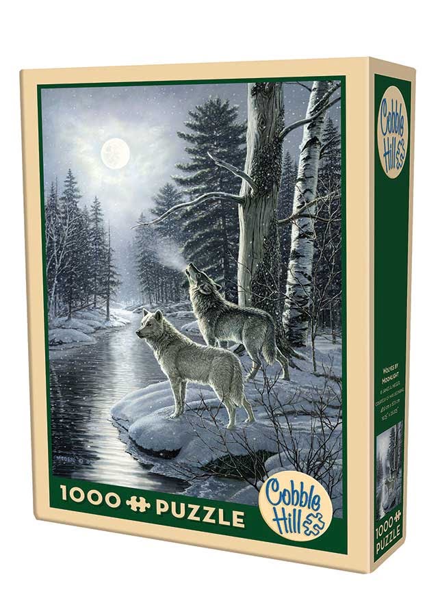 Wolven bij maanlicht door James Meger, puzzel van 1000 stukjes