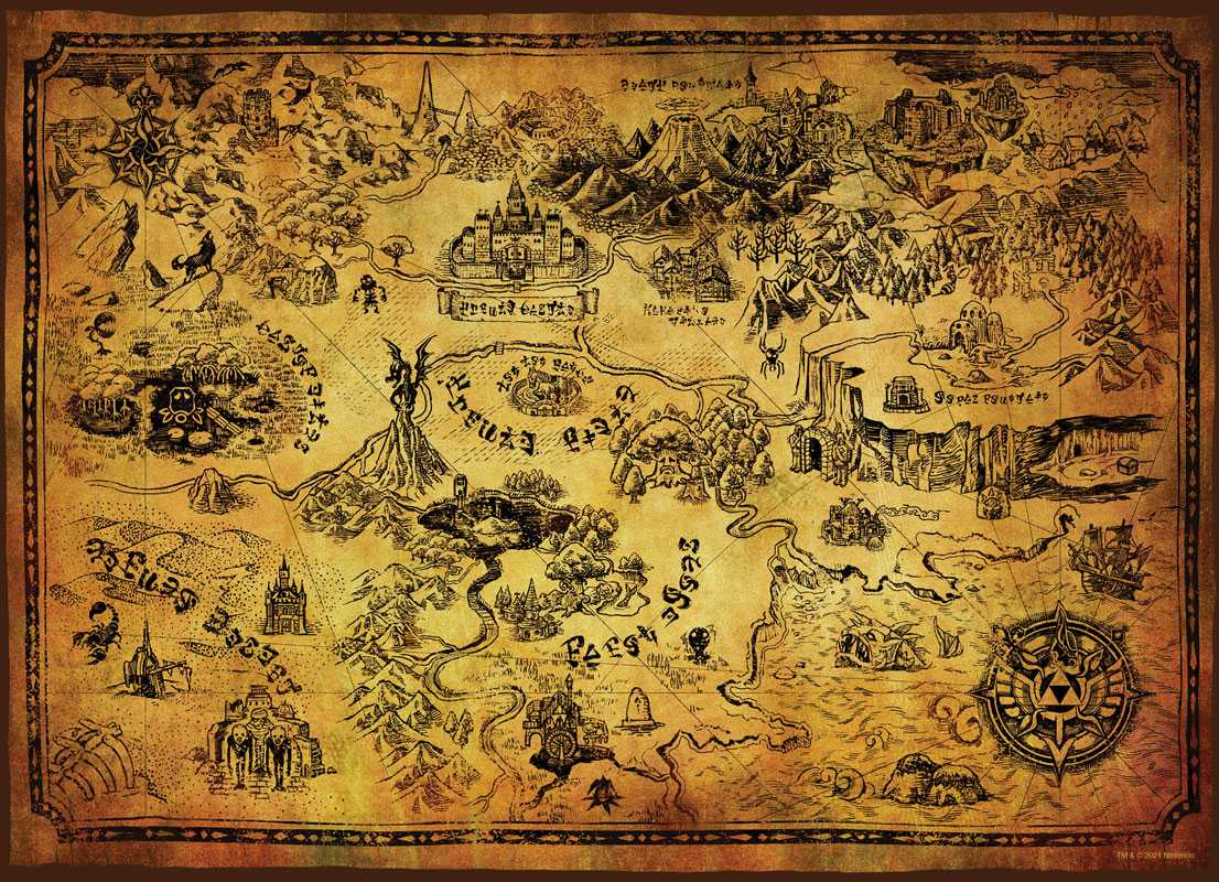 The Legend of Zelda - Hyrule-kort, 1000 brikkers puslespil