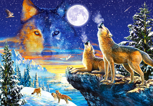 Huilende wolf van Adrian Chesterman, puzzel van 1000 stukjes