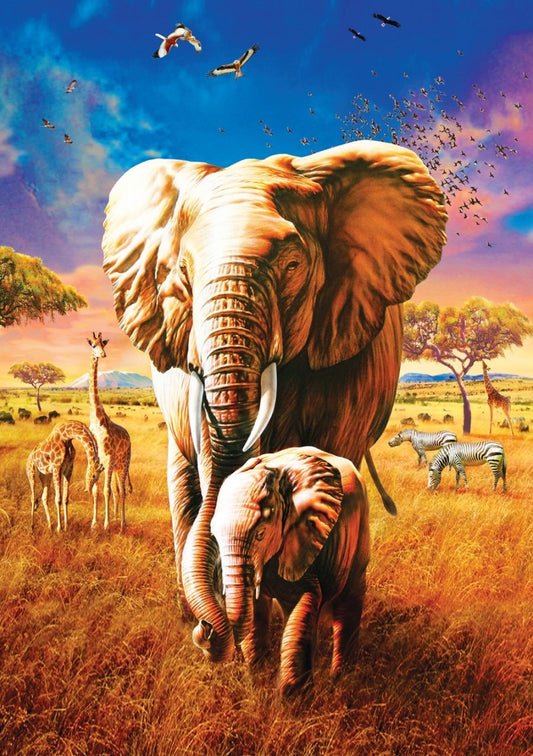 Mother Elephant af Adrian Chesterman, 1000 brikkers puslespil