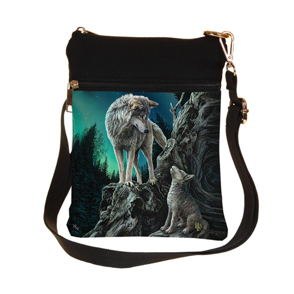 Guidance Wolf and Pup Shoulder Bag by Lisa Parker