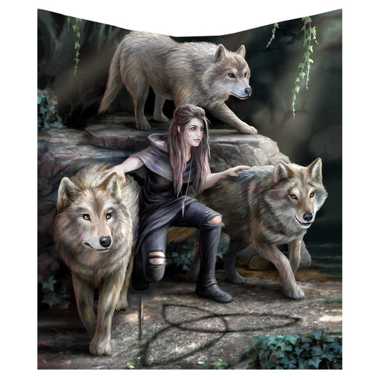Anne Stokes Power of Three Wolf Guardian kastetæppe