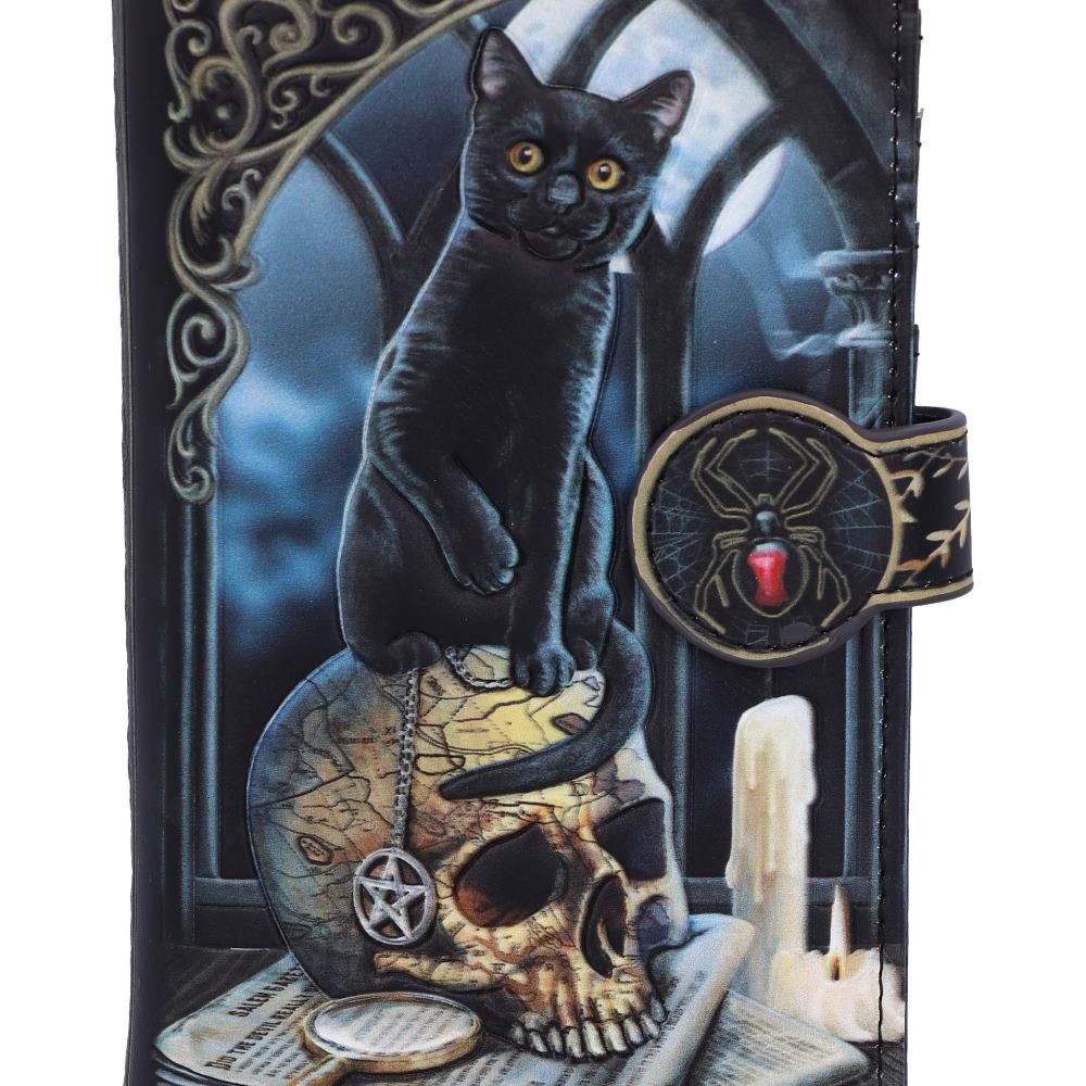 Lisa Parker Spirits of Salem Black Cat Skull Map Embossed Purse