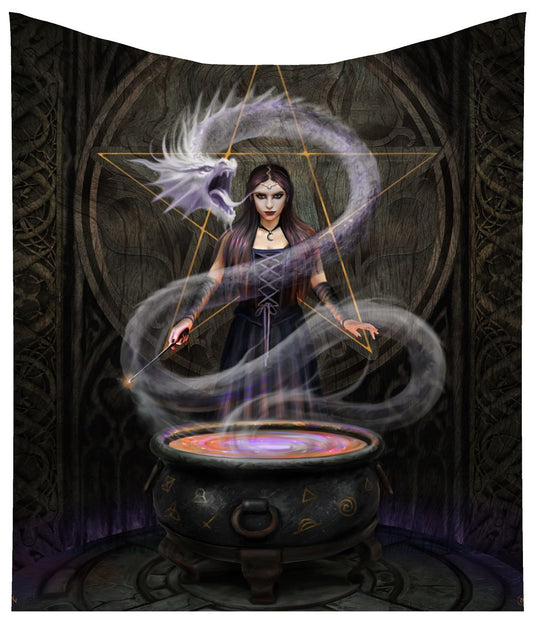 Anne Stokes de Summoning Witchcraft Dragon Cauldron werpdeken