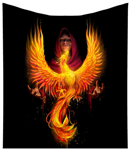 Anne Stokes Phoenix Rising Mythical Burning Bird Throw Blanket