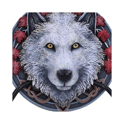 Lisa Parker Guardian of the Fall White Autumn Wolf Door Knocker