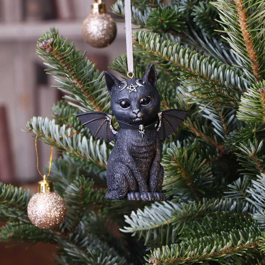 Malpuss sort flagermus kat hængende dekorativt ornament