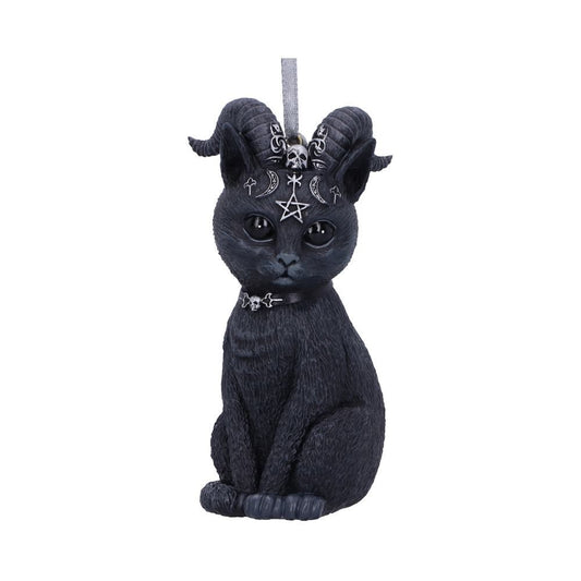 Pawzuph zwarte gehoornde kat hangend decoratief ornament