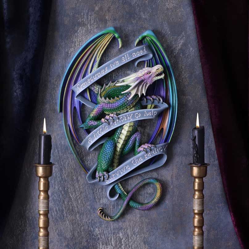 Anne Stokes Soms Rainbow Dragon Scroll-wandplaat 