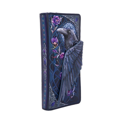 Ravens Flight Black Wing Floral Embossed Purse Wallet