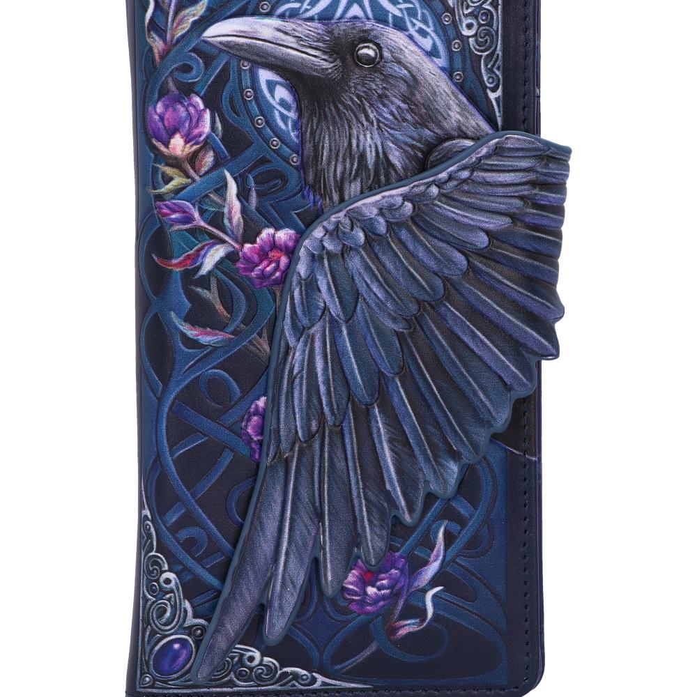 Ravens Flight portemonnee met zwarte vleugel en bloemenreliëf