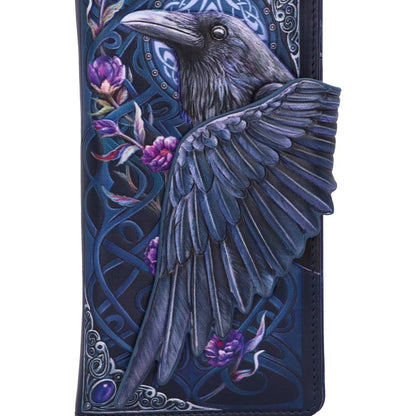 Ravens Flight Black Wing Floral Embossed Purse Wallet