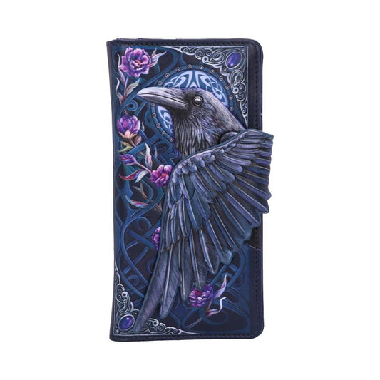 Ravens Flight Black Wing Floral præget pung tegnebog