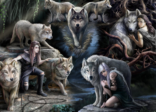 Wolfcollage door Anne Stokes, puzzel van 1500 stukjes