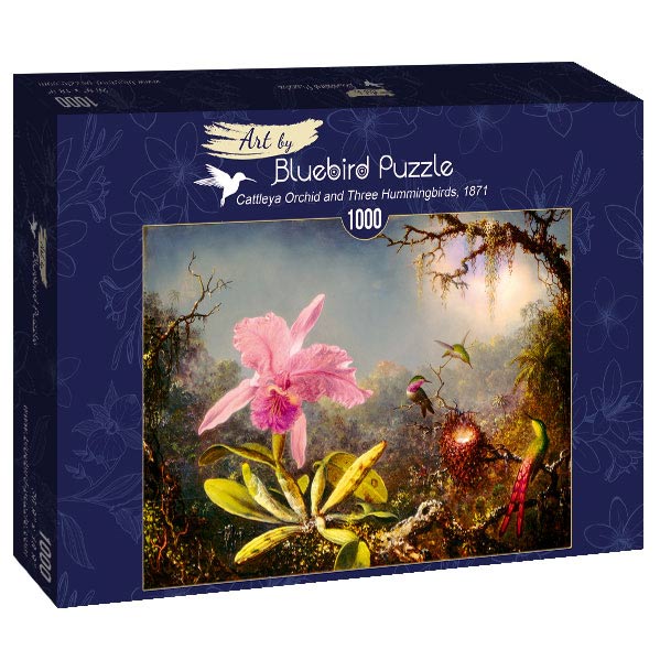 Cattleya Orchid and Three Hummingbirds by Martin Johnson Heade, 1000 Piece Puzzle