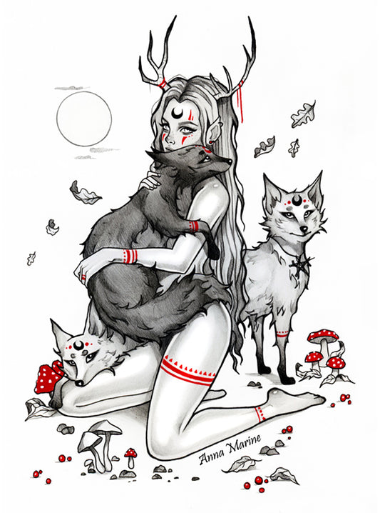 Kitsune door Anna Marine, ondertekende print