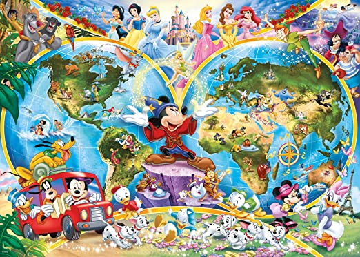 Disney's wereldkaart van Disney, puzzel van 1000 stukjes