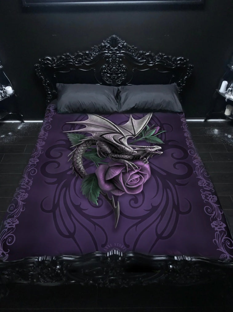 Dragon Beauty by Anne Stokes, Fleece Bedspread Blanket