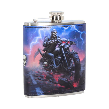 James Ryman Hell on the Highway Skull Biker Hip Flask