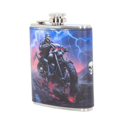 James Ryman Hell on the Highway Skull Biker Hip Flask