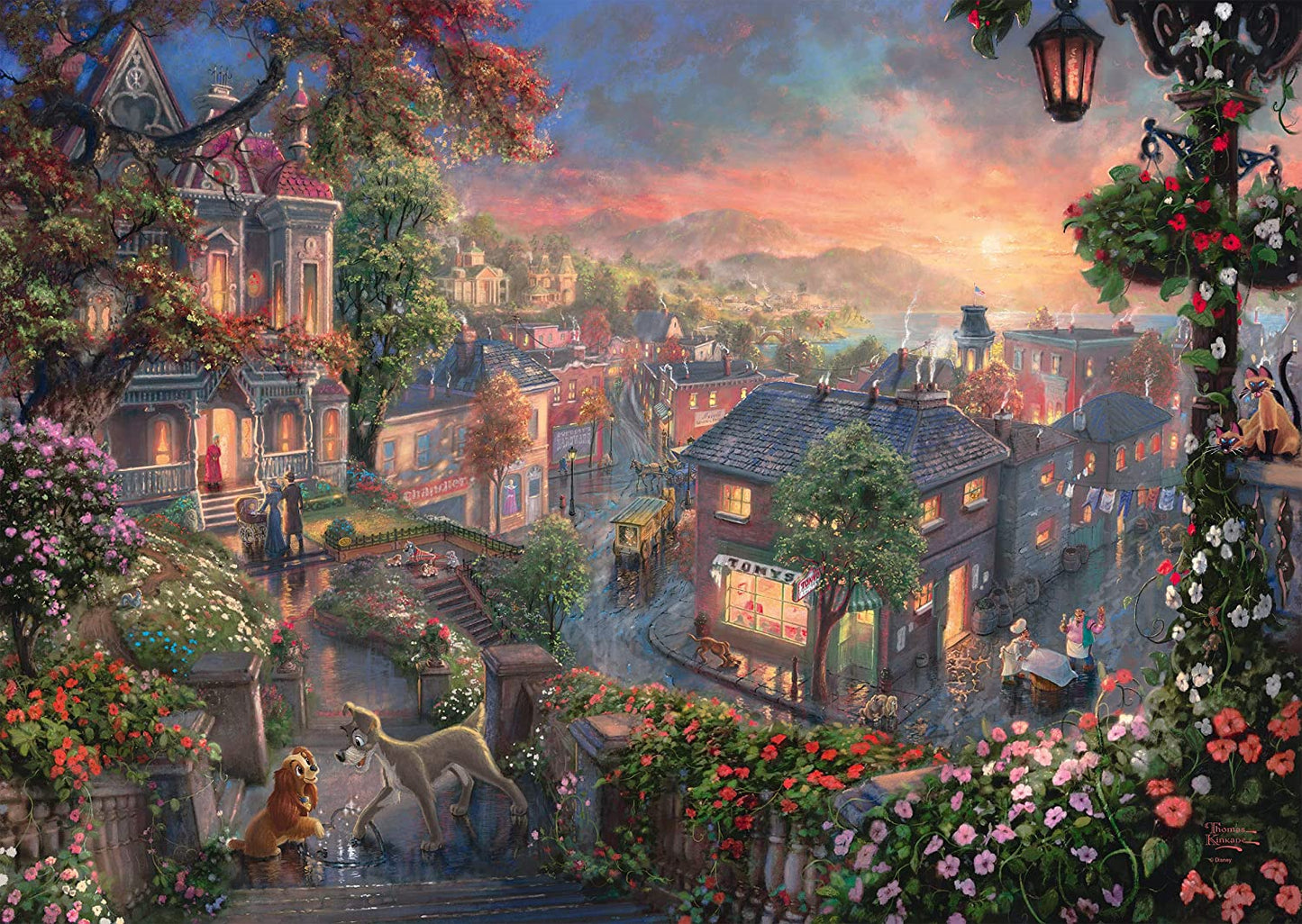 Lady and the Tramp by Thomas Kinkade, 1000 Piece Puzzle