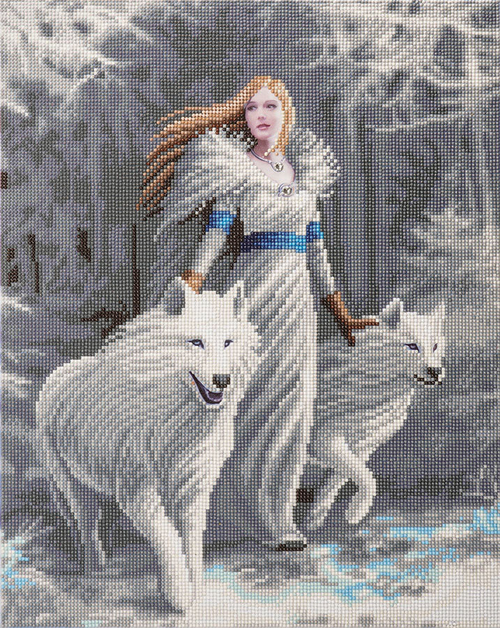Winter Guardians van Anne Stokes, grote kristallen kunstset