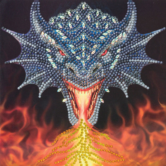 Crystal Art Card Kit Dragon Fire Head van Anne Stokes