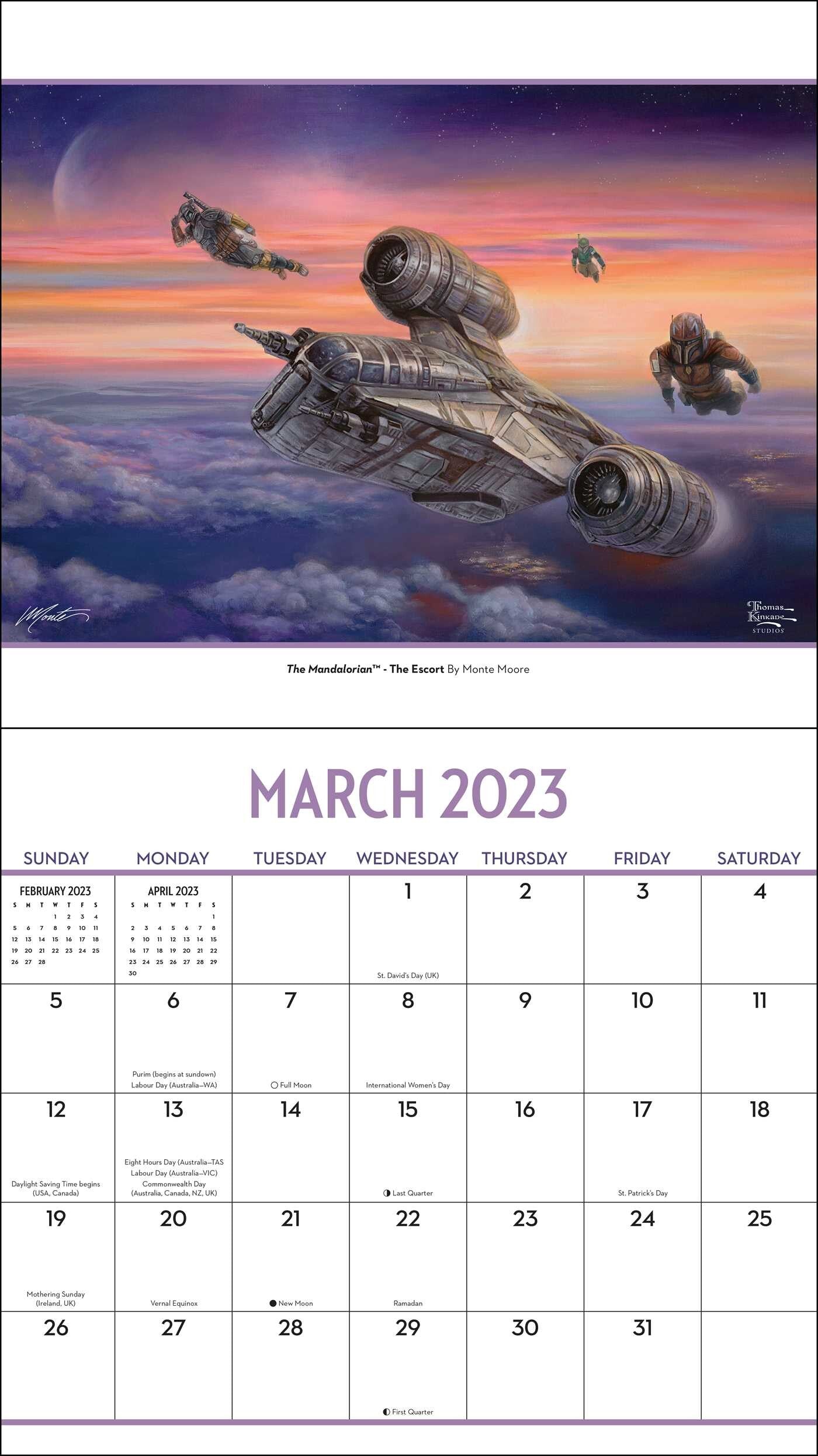The Mandalorian by Thomas Kinkade Studios 2023 Deluxe Wall Calendar