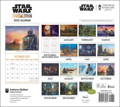 The Mandalorian by Thomas Kinkade Studios 2023 Deluxe Wall Calendar