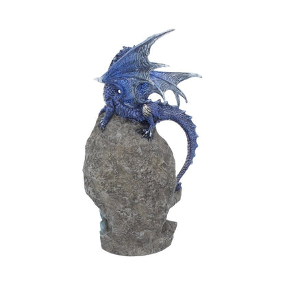 Cobalt Custodian Fantasy Blue Dragon Sitting On A Geode, Figurine