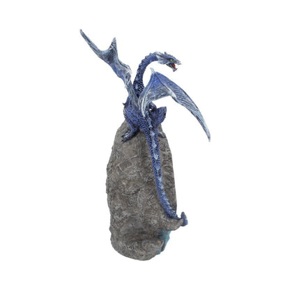 Cobalt Custodian Fantasy Blue Dragon Sitting On A Geode, Figurine