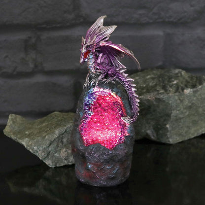 Amethyst Crystal Geode Protecting Dragon figure