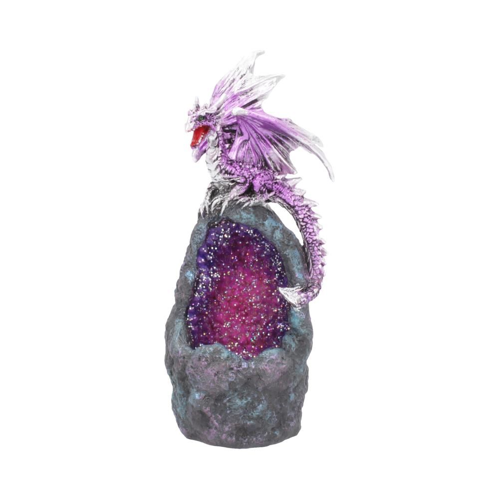Ametyst Crystal Geode Protecting Dragon figur