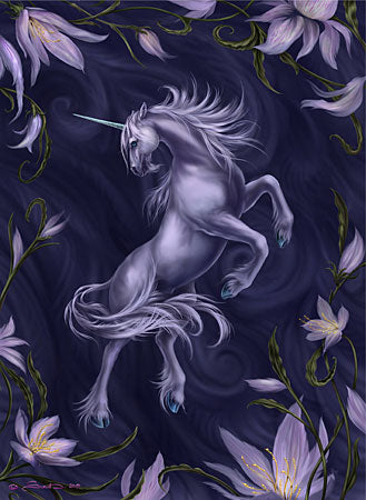 Unicorn with magic lilies by Susann Houndsville, 1000 Piece Puzzle