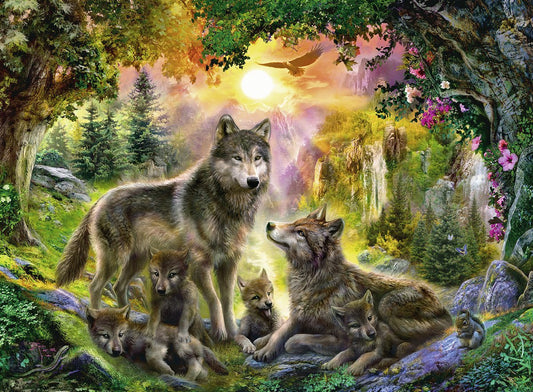 Wolfsfamilie in de zon door Jan Patrik, puzzel van 500 stukjes